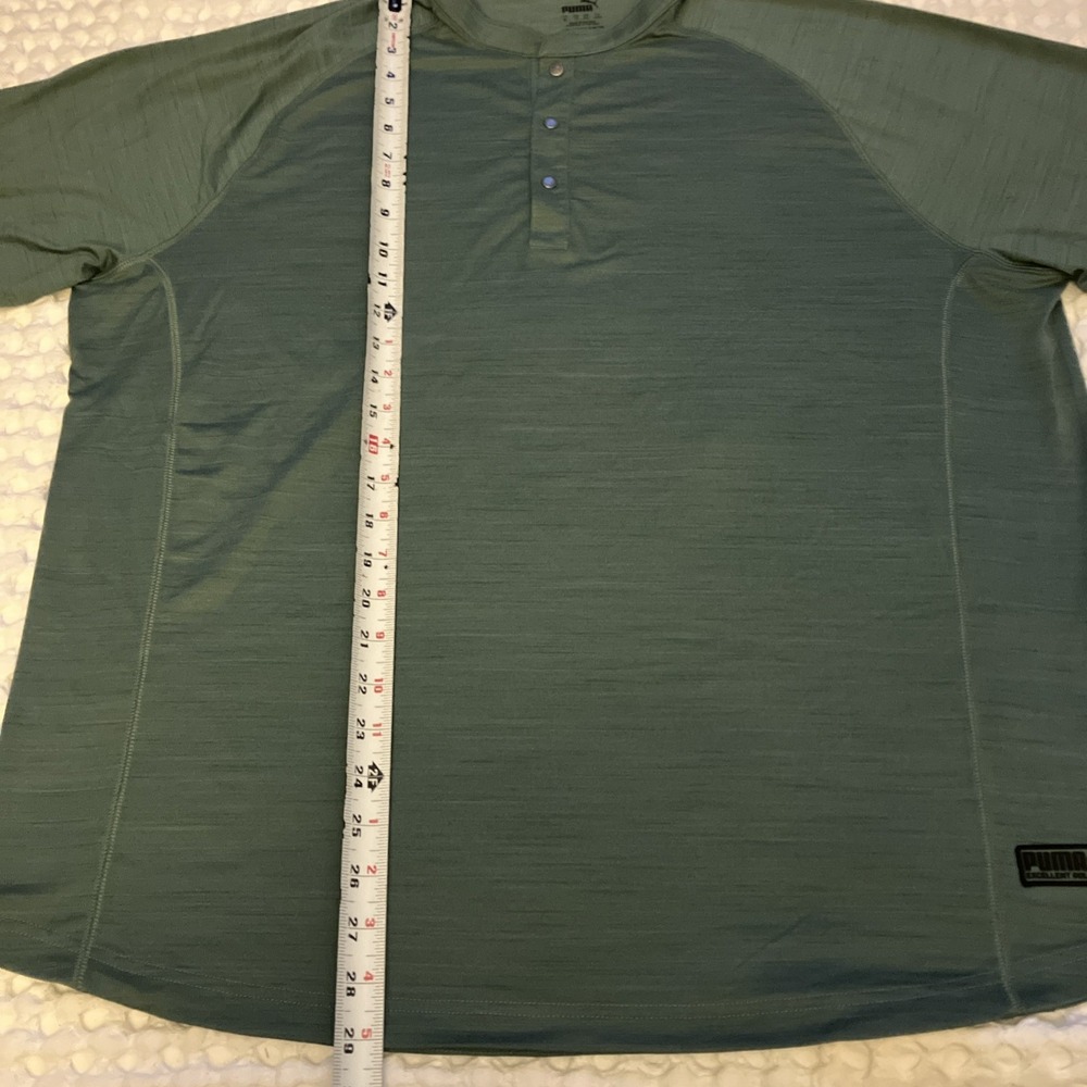 PUMA‎ Golf Green Snap Front Henley Short Sleeve Shirt Men's Sz XL - Picture 5 of 7